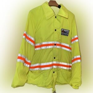 WORKMANS NEON SAFETY COAT W/ REFLECTIVE SAFETY XL